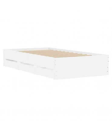 vidaXL Bed Frame with Drawers without Mattress White 90x200 cm — Size: 90 x 200 cm