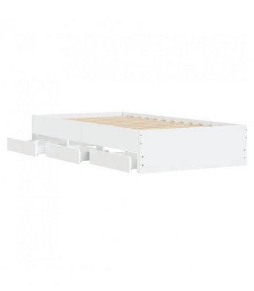 vidaXL Bed Frame with Drawers without Mattress White 90x200 cm — Size: 90 x 200 cm