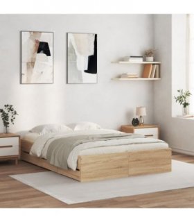 vidaXL Bed Frame with Drawers without Mattress Sonoma Oak 135x190 cm Double — Size: 135 x 190 cm