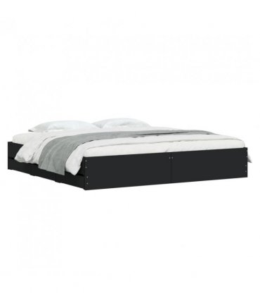vidaXL Bed Frame with Drawers without Mattress Black 200x200 cm — Size: 200 x 200 cm