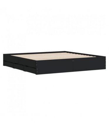 vidaXL Bed Frame with Drawers without Mattress Black 200x200 cm — Size: 200 x 200 cm