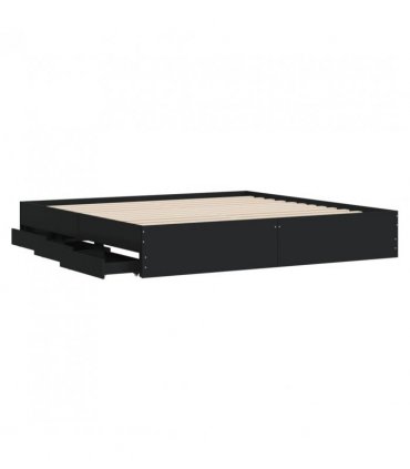 vidaXL Bed Frame with Drawers without Mattress Black 200x200 cm — Size: 200 x 200 cm