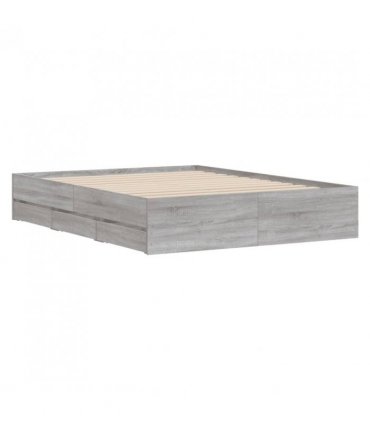 vidaXL Bed Frame with Drawers without Mattress Grey Sonoma 140x200 cm — Size: 140 x 200 cm