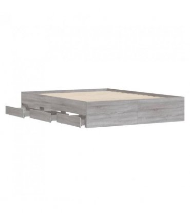 vidaXL Bed Frame with Drawers without Mattress Grey Sonoma 140x200 cm — Size: 140 x 200 cm