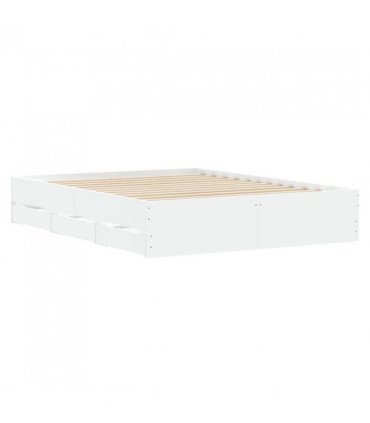 vidaXL Bed Frame with Drawers without Mattress White 140x200 cm — Size: 140 x 200 cm