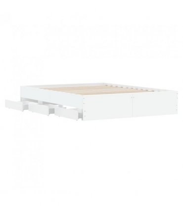 vidaXL Bed Frame with Drawers without Mattress White 140x200 cm — Size: 140 x 200 cm