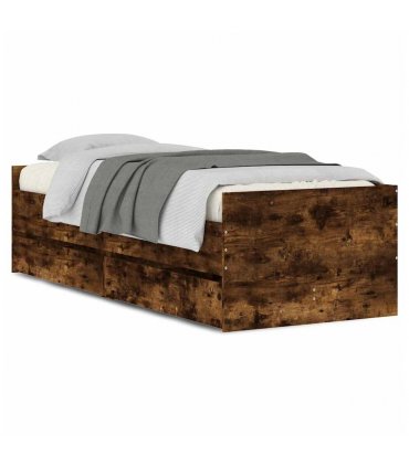 vidaXL Bed Frame | Smoked Oak | Engineered wood | Single | Rectangular | Modern — Size: 100 x 200 cm