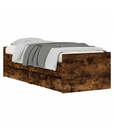 vidaXL Bed Frame | Smoked Oak | Engineered wood | Single | Rectangular | Modern — Size: 100 x 200 cm