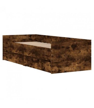 vidaXL Bed Frame | Smoked Oak | Engineered wood | Single | Rectangular | Modern — Size: 100 x 200 cm