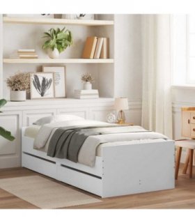 vidaXL Bed Frame | White | Engineered wood, Plywood | Single | Bed Frame — Size: 90 x 190 cm