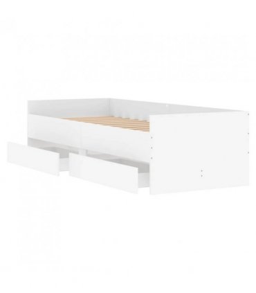 vidaXL Bed Frame | White | Engineered wood, Plywood | Single | Bed Frame — Size: 90 x 190 cm