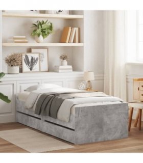 vidaXL Bed Frame | Concrete grey | Engineered wood | Standard Single | Bed Frame — Size: 90 x 200 cm
