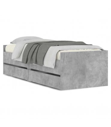 vidaXL Bed Frame | Concrete grey | Engineered wood | Standard Single | Bed Frame — Size: 90 x 200 cm