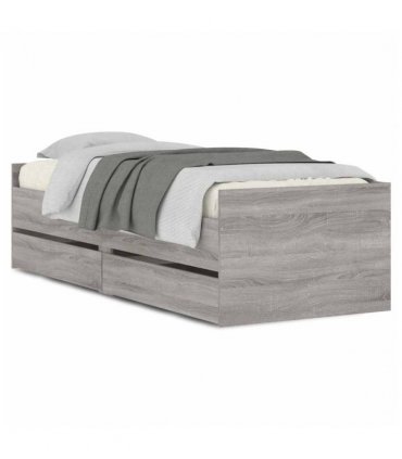 vidaXL Bed Frame | Grey Sonoma | Engineered wood | 90x200 cm | Bed Frame — Size: 90 x 200 cm