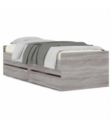 vidaXL Bed Frame | Grey Sonoma | Engineered Wood | Single | Bed Frame — Size: 90 x 190 cm