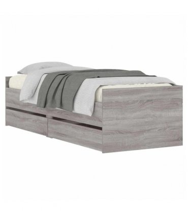 vidaXL Bed Frame | Grey Sonoma | Engineered Wood | Single | Bed Frame — Size: 90 x 190 cm