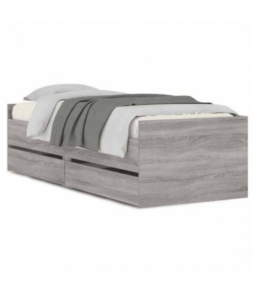 vidaXL Bed Frame | Grey Sonoma | Engineered wood | Single | Bed Frame — Size: 100 x 200 cm