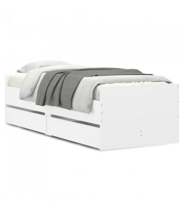vidaXL Bed Frame with Drawers without Mattress White 100x200 cm — Size: 100 x 200 cm