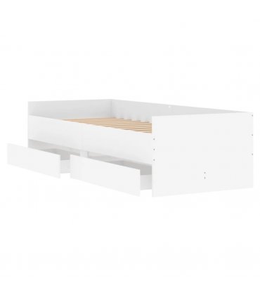 vidaXL Bed Frame with Drawers without Mattress White 100x200 cm — Size: 100 x 200 cm