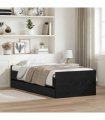 vidaXL Bed Frame with Drawer Black Oak 100 x 200 cm Solid Pine Wood