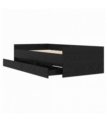 vidaXL Bed Frame with Drawer Black Oak 100 x 200 cm Solid Pine Wood