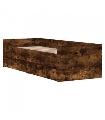 vidaXL Bed Frame | Smoked Oak | Engineered wood, Plywood | Single | Bed Frame — Size: 90 x 190 cm