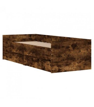 vidaXL Bed Frame | Smoked oak | Engineered wood, Plywood slats | 90x200 cm — Size: 90 x 200 cm
