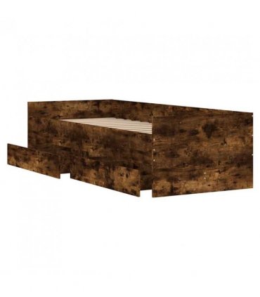 vidaXL Bed Frame | Smoked oak | Engineered wood, Plywood slats | 90x200 cm — Size: 90 x 200 cm