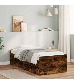 vidaXL Bed Frame without Mattress Smoked Oak 75x190 cm Small Single Small Single — Size: 75 x 190 cm — V0671976920