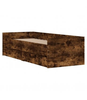 vidaXL Bed Frame without Mattress Smoked Oak 75x190 cm Small Single Small Single — Size: 75 x 190 cm — V0671976920