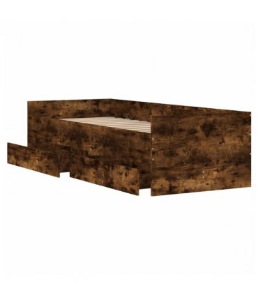 vidaXL Bed Frame without Mattress Smoked Oak 75x190 cm Small Single Small Single — Size: 75 x 190 cm — V0671976920