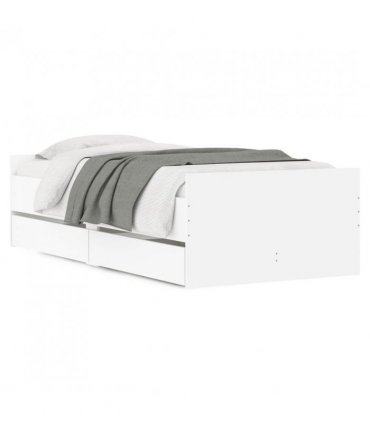 vidaXL Bed Frame | White | Engineered wood, Plywood | Single | Bed Frame — Size: 90 x 200 cm