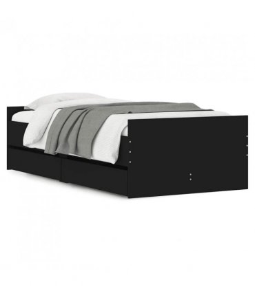vidaXL Bed Frame | Black | Engineered wood, Plywood | Single | Bed Frame — Size: 90 x 190 cm