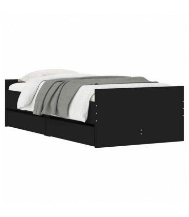 vidaXL Bed Frame | Black | Engineered wood, Plywood | Single | Bed Frame — Size: 90 x 190 cm