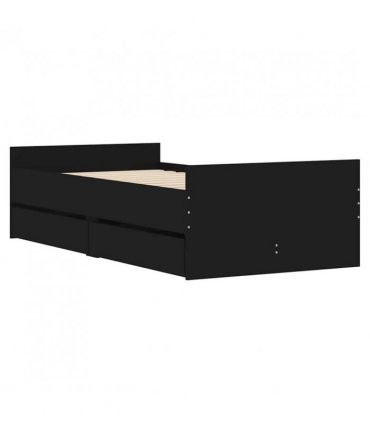 vidaXL Bed Frame | Black | Engineered wood, Plywood | Single | Bed Frame — Size: 90 x 190 cm