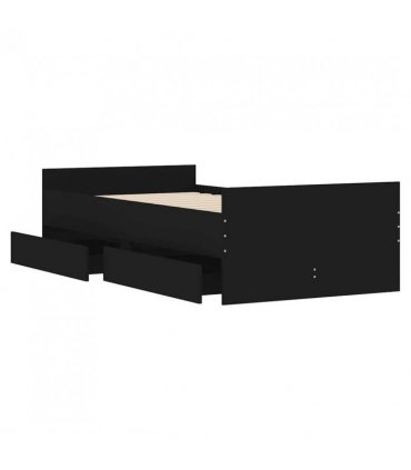 vidaXL Bed Frame | Black | Engineered wood, Plywood | Single | Bed Frame — Size: 90 x 190 cm