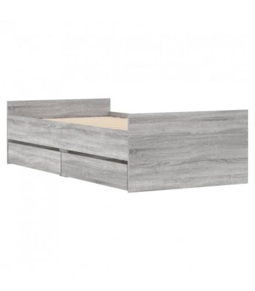 vidaXL Bed Frame with Drawers without Mattress Grey Sonoma 90x190 cm Single — Size: 90 x 190 cm — V0671976924