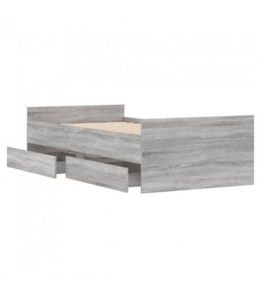 vidaXL Bed Frame with Drawers without Mattress Grey Sonoma 90x190 cm Single — Size: 90 x 190 cm — V0671976924