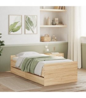 vidaXL Bed Frame with Drawers without Mattress Sonoma Oak 90x200 cm — Size: 90 x 200 cm