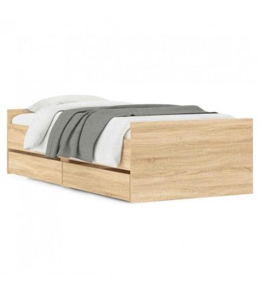 vidaXL Bed Frame | Sonoma oak | Engineered wood | Single | Bed Frame — Size: 90 x 190 cm