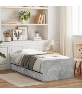 vidaXL Bed Frame | Concrete Grey | Engineered Wood | Single | Bed Frame — Size: 100 x 200 cm