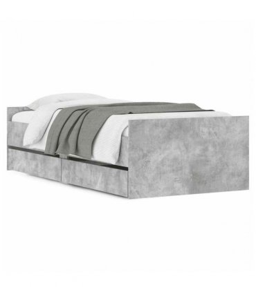 vidaXL Bed Frame | Concrete Grey | Engineered Wood | Single | Bed Frame — Size: 100 x 200 cm