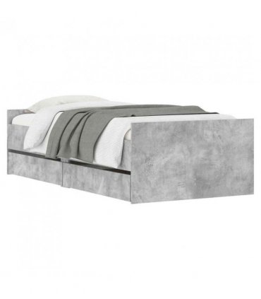 vidaXL Bed Frame | Concrete Grey | Engineered Wood | Single | Bed Frame — Size: 100 x 200 cm
