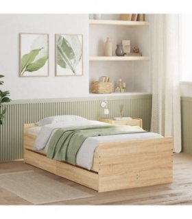 vidaXL Bed Frame | Sonoma oak | Engineered wood | Small Single | Storage — Size: 75 x 190 cm