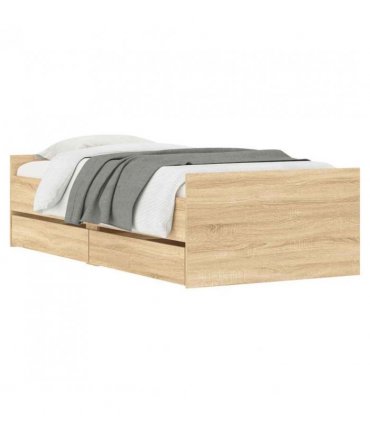 vidaXL Bed Frame | Sonoma oak | Engineered wood | Small Single | Storage — Size: 75 x 190 cm