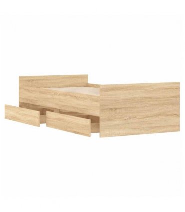 vidaXL Bed Frame | Sonoma oak | Engineered wood | Small Single | Storage — Size: 75 x 190 cm