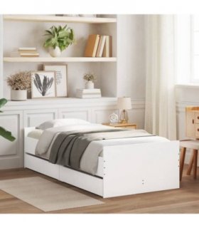 vidaXL Bed Frame | White | Engineered Wood | Single | Bed Frame | Rectangular — Size: 90 x 190 cm