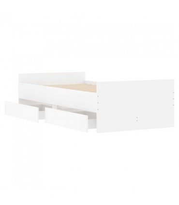 vidaXL Bed Frame | White | Engineered Wood | Single | Bed Frame | Rectangular — Size: 90 x 190 cm