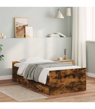 vidaXL Bed Frame | Smoked Oak | Engineered wood | Single | Bed Frame — Size: 90 x 200 cm