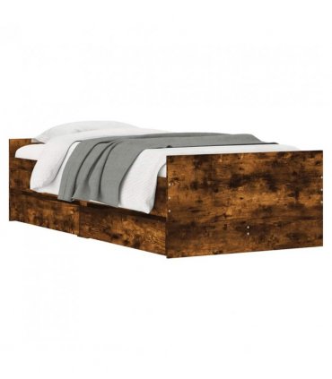 vidaXL Bed Frame | Smoked Oak | Engineered wood | Single | Bed Frame — Size: 90 x 200 cm